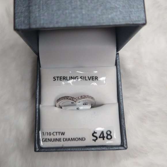 NIB Forever Bride Sterling Silver 1/10 CTTW Diamond Band Ring Sz 7 - Picture 2 of 6